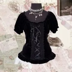 axes femme ビスチェ フリルブラウス レース 編み上げリボン リズリサ