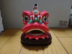 中国美術 骨董アンティーク 石彫 置物 装飾品 灰皿 小物入 木製台座付