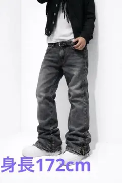 フレアデニム ブラックデニム archive opium Y2K ロングデニム - メルカリ