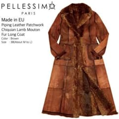 超極上 PELLESSIMO 最高級チキアンラムムートンファーロングコート38
