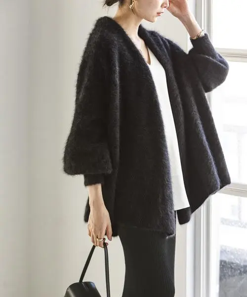 2026年最新】noble ファーニットパフカーディガン ネイビーの人気