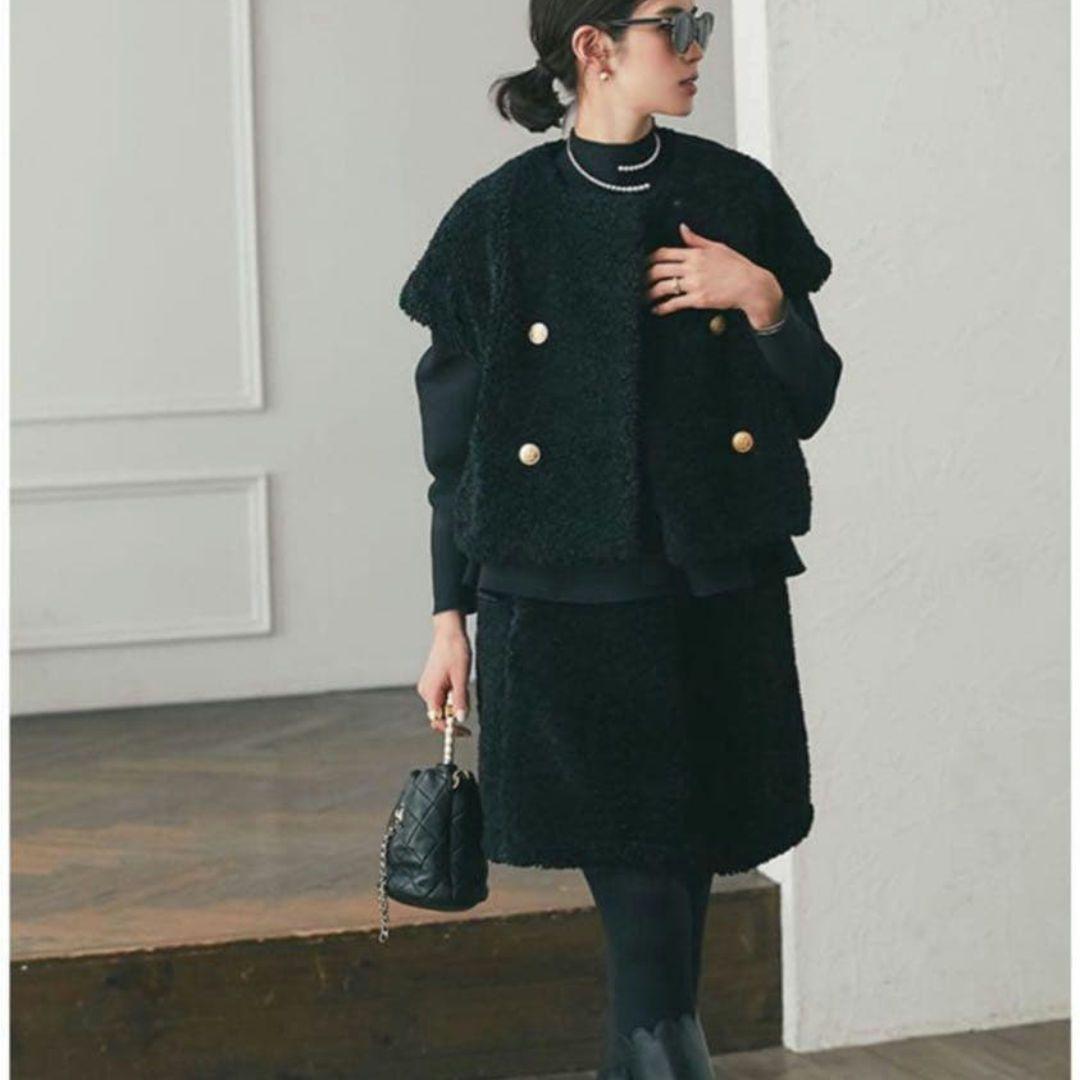 美品セブンテン　SEVENTEN by MIHO KAWAHITO ボアスカート ボアスカート(ブラック) - seventen