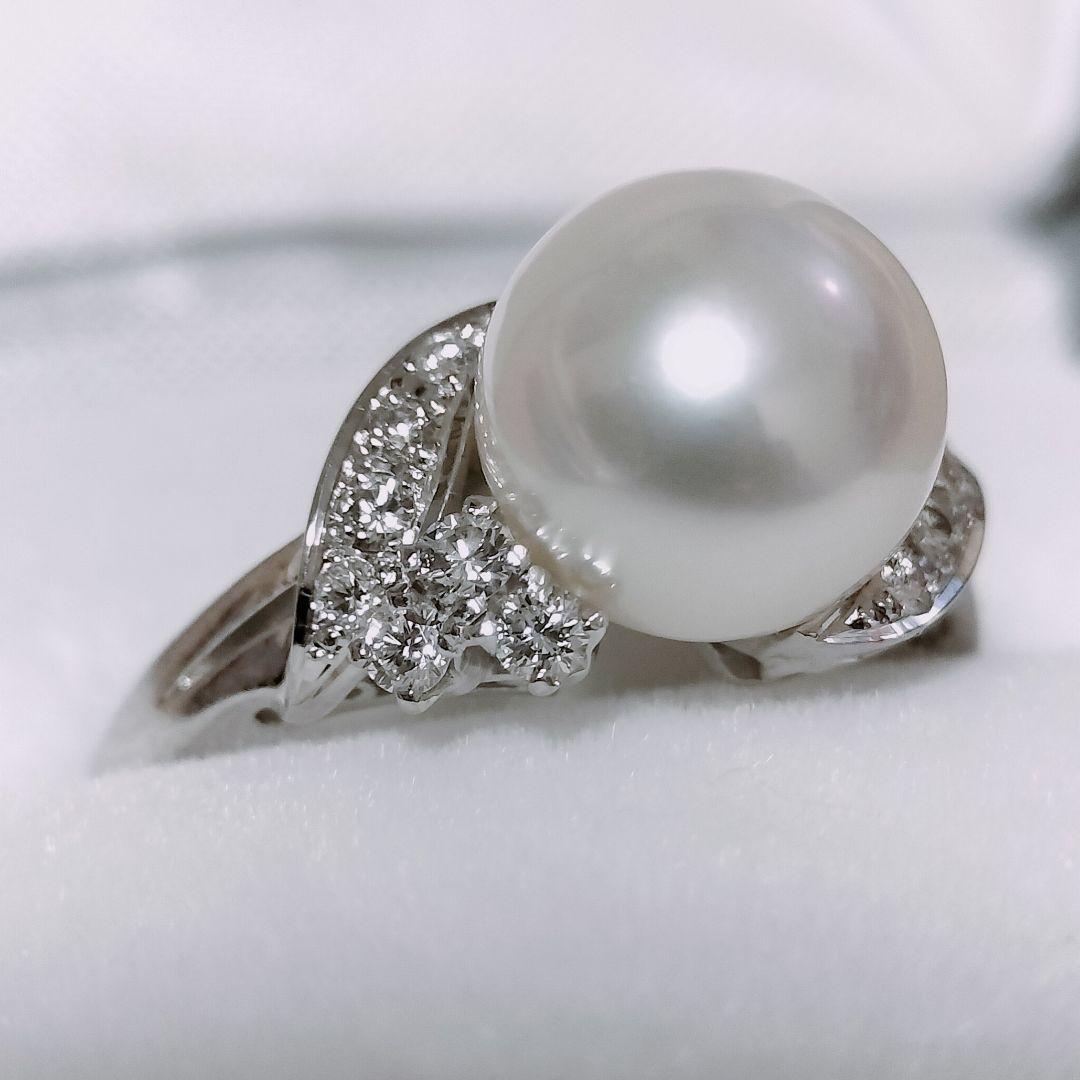 ミキモト ダイヤモンド×パール リング Pt950 9.2mm 6.0g