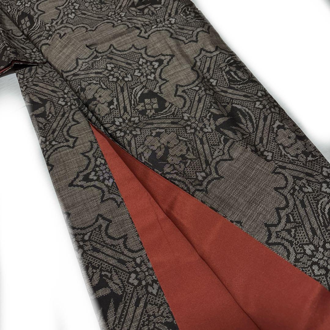 ☆07）未使用しつけ付 本場大島紬 検査証証紙付き 泥染め？ こげ茶