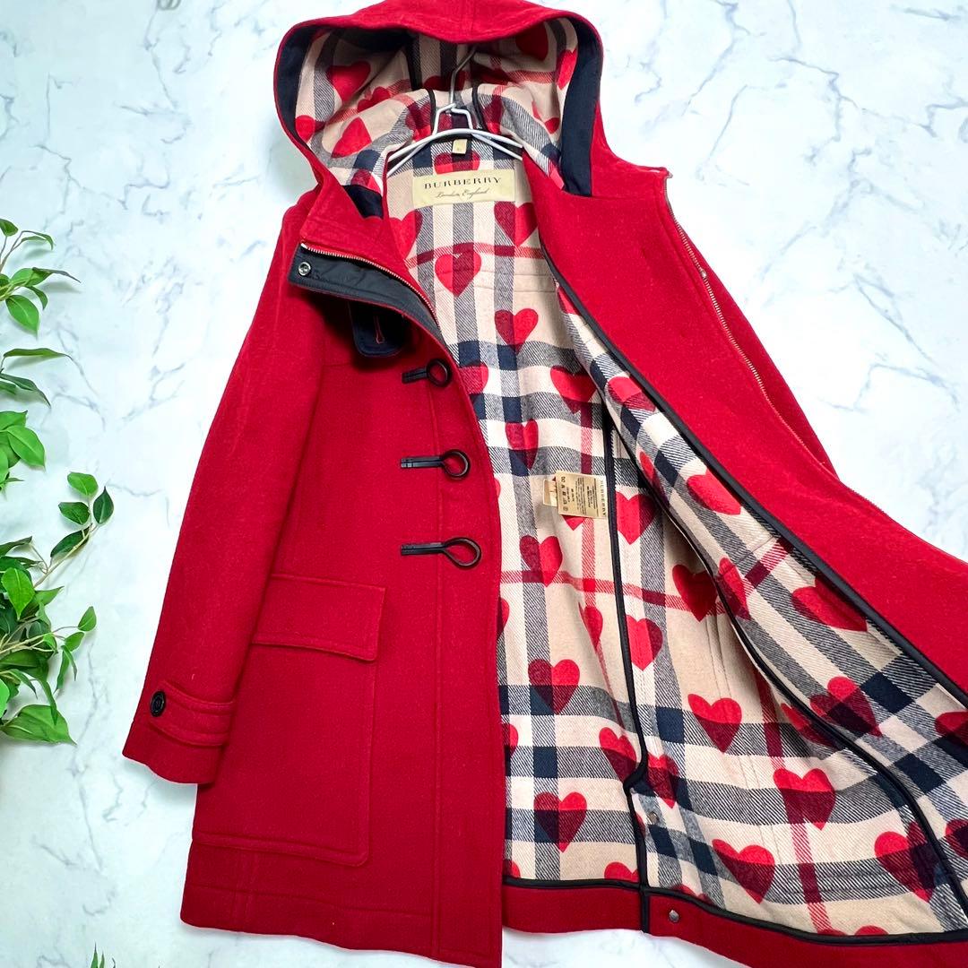 美品 限定完売品 バーバリーロンドン ハート柄ダッフルコート ロング