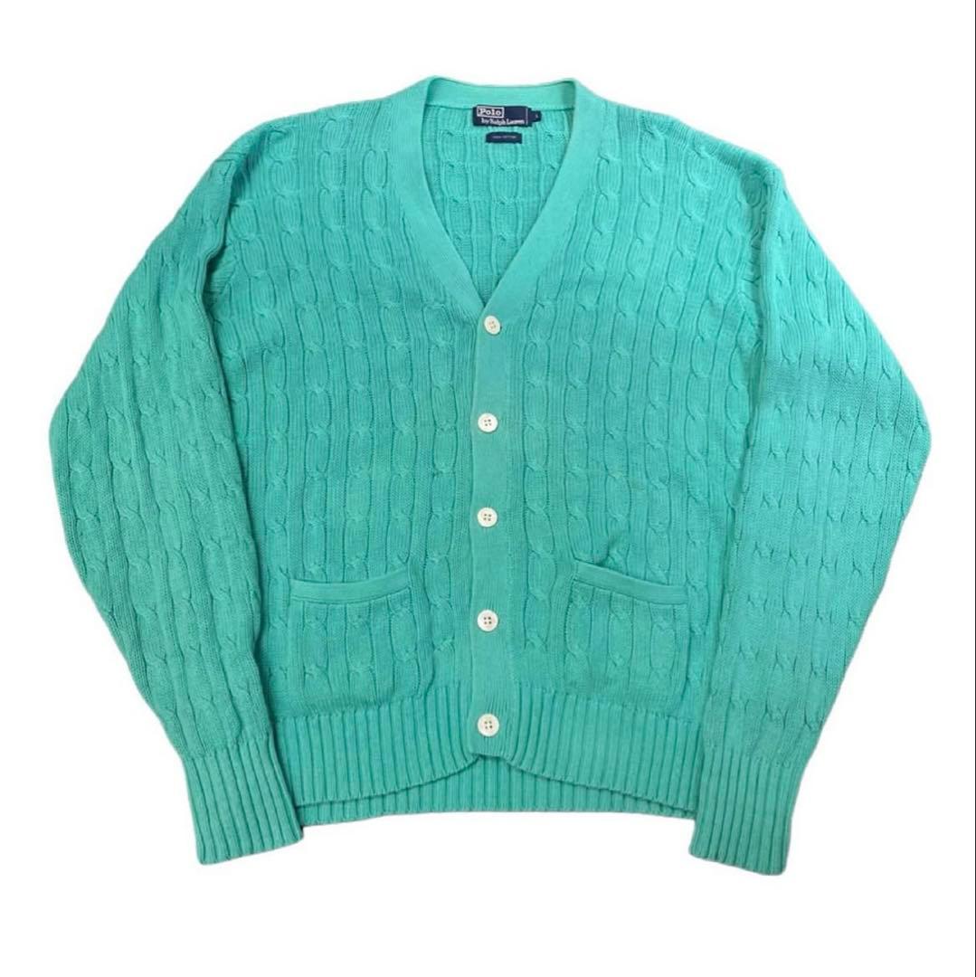 ラルフローレン ティファニーブルー ケーブルニット カーディガン