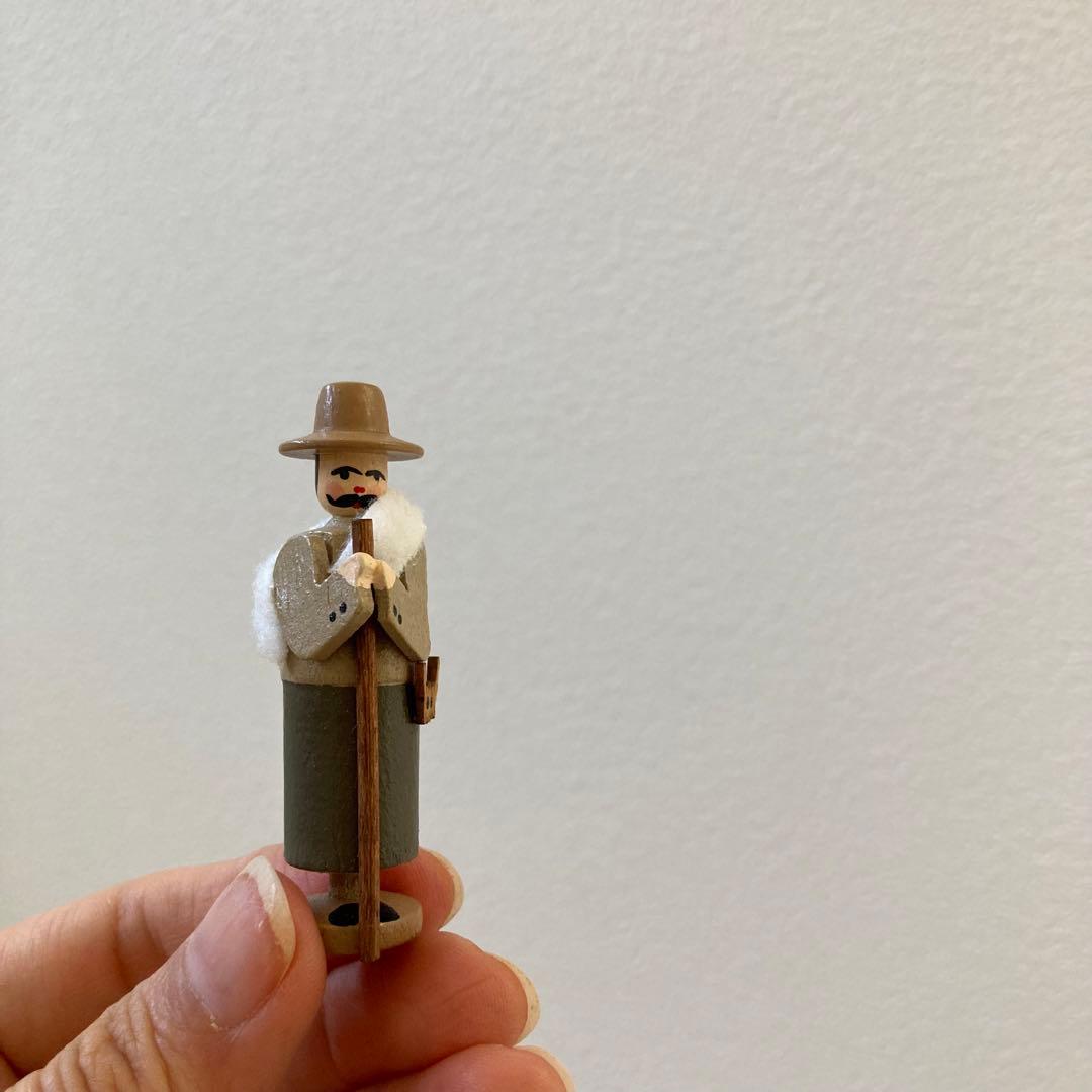 WF23ドイツアンティークザイフェン木製 ひつじ×2 羊飼い 柵 建物5点