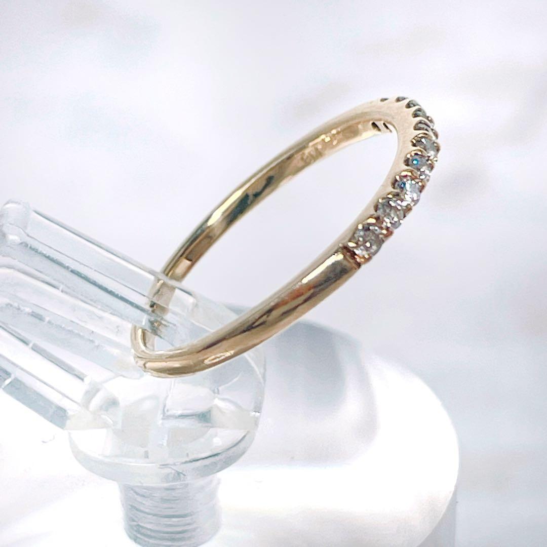 coco様::: K18 ダイヤ 0.10ct ハーフエタニティリング 5号