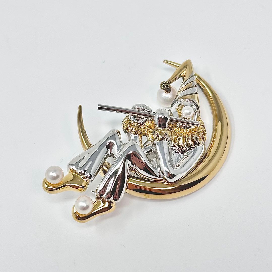 ペンギンちゃん様　MIKIMOTO ブローチ　ピエロ　パール　真珠　シルバー MIKIMOTO - 【希少】ミキモト ブローチ コサージュ パール シルバー