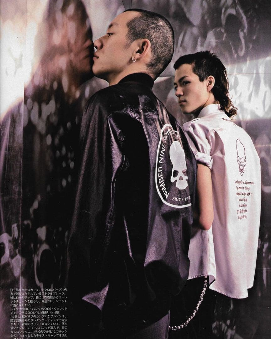 NUMBER (N)INE 01SS シャツ スカル刺繍 タイム期 00s