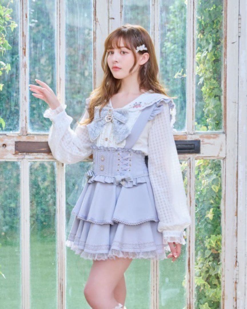 LIZLISA サスペンダー付ティアードスカパン ブルー - メルカリ