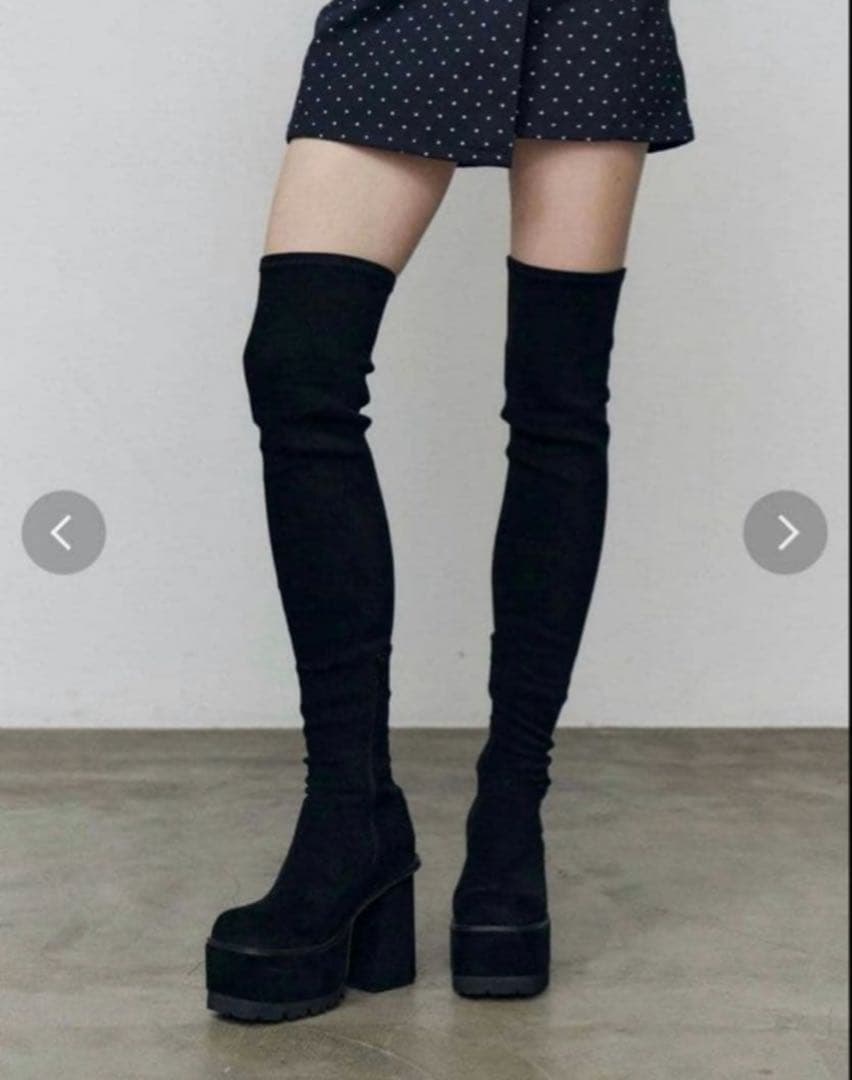 EMODA スクエアフィットロングブーツ Lサイズ ブラック エモダ EMODA スクエアフィットロングブーツ （ブラック