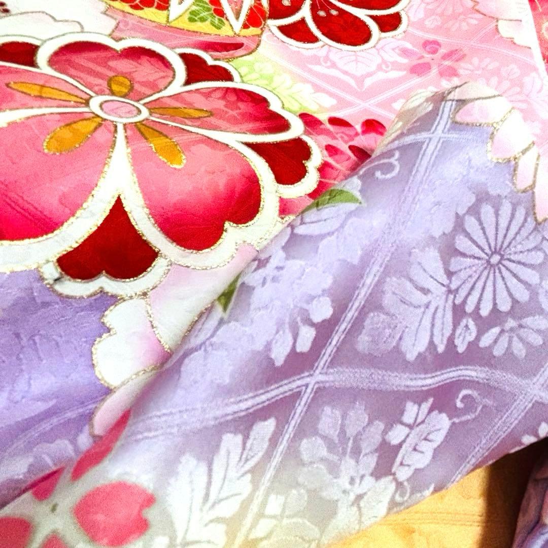 《新品》伝統色 杏色❗️正絹 刺繍入 お宮参り 京友禅多色ぼかし 産着/たとう紙付