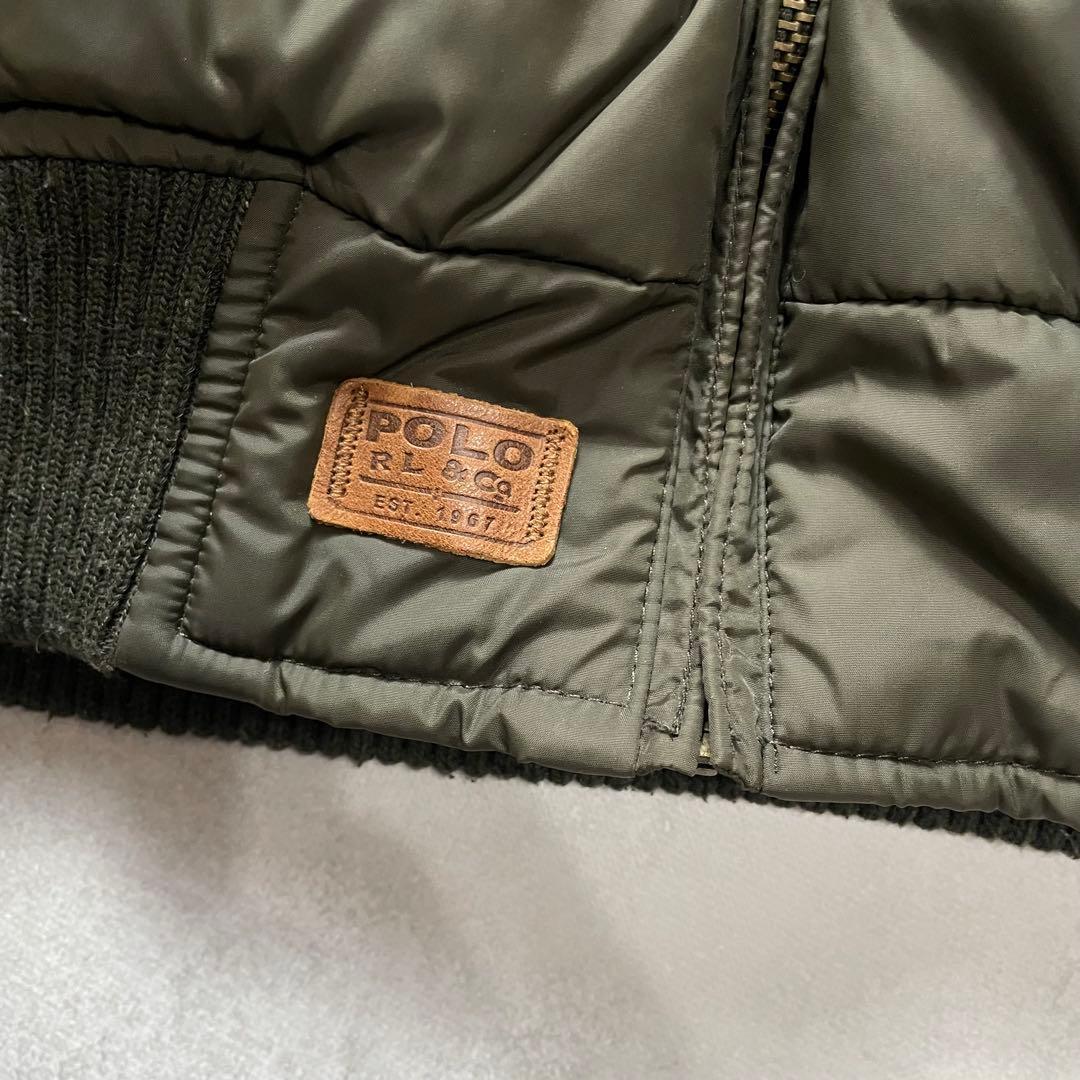 美品/2XL ラルフローレン ダウンジャケット カーキ バッグロゴ刺繍 XXL