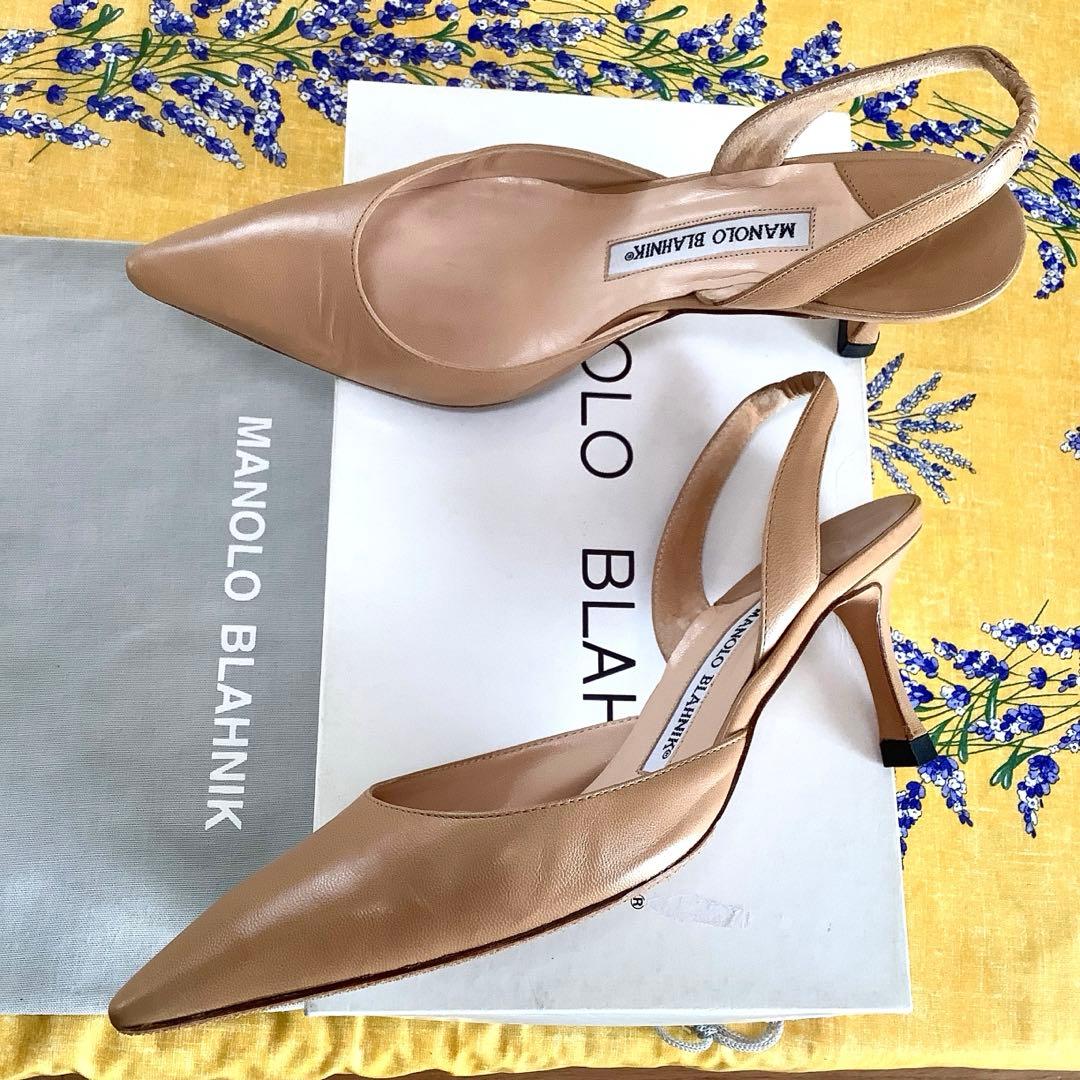 マノロブラニク 定番 キャロリン スリングバック ヌーディーカラー 22.5cm
