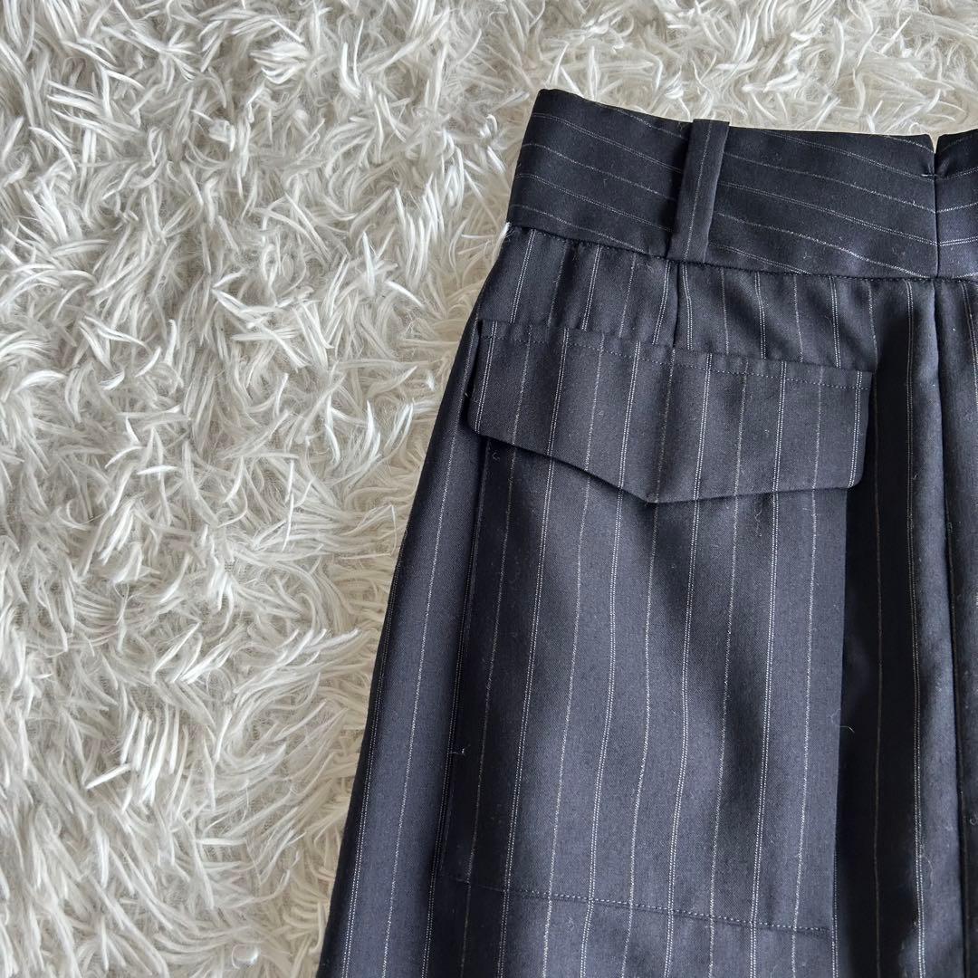 マーガレットハウエル フォックスブラザーズ スカート ストライプ 紺 M