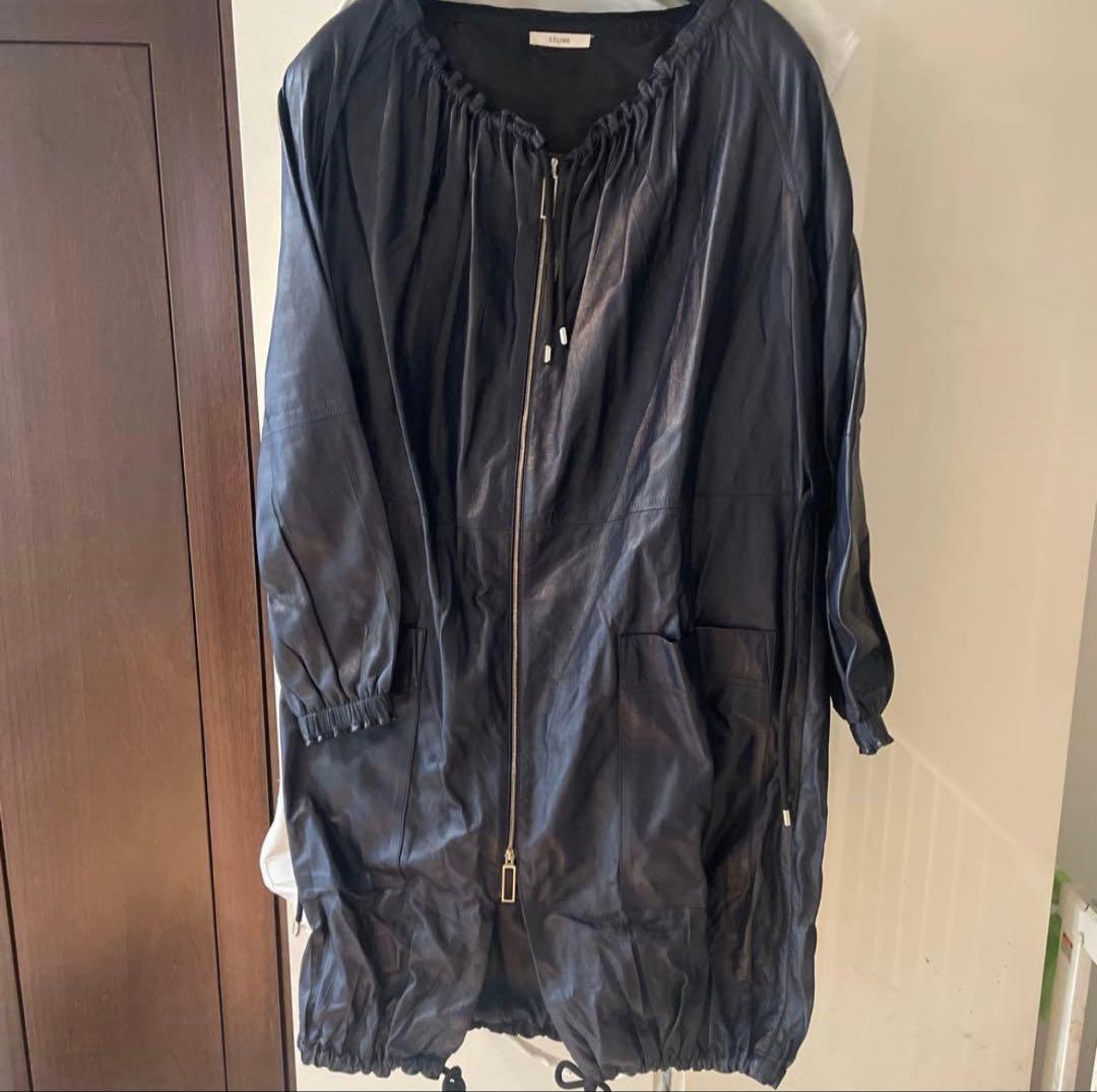 今日だけ価格!!CELINE ネイビー レザーコート 38サイズ CELINE（セリーヌ） 良品 ヴィンテージ フランス製 カシミヤブレンド