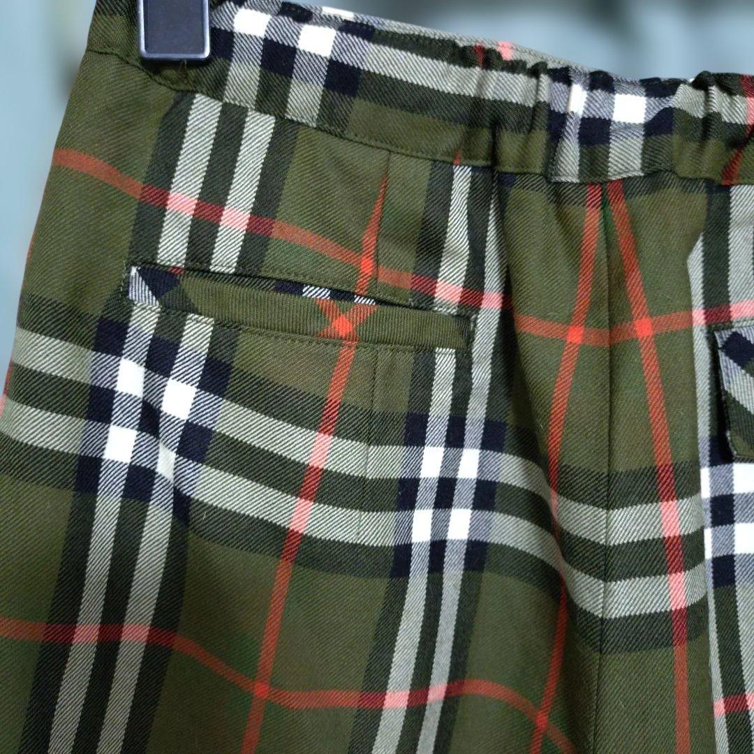 バーバリーチェック柄キュロットスカート オリーブグリーン系 - メルカリ