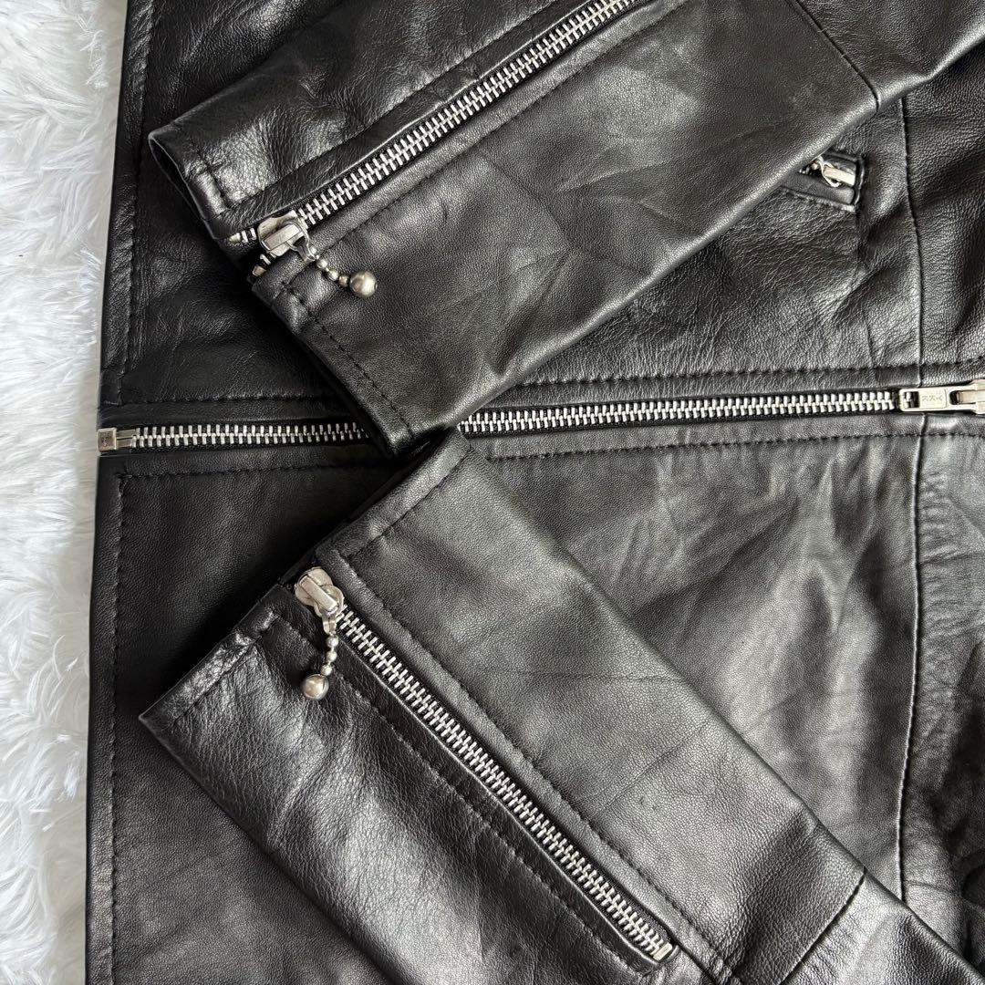 美品 本革 Finess ブラックレザー ダブルライダース y2k - メルカリ