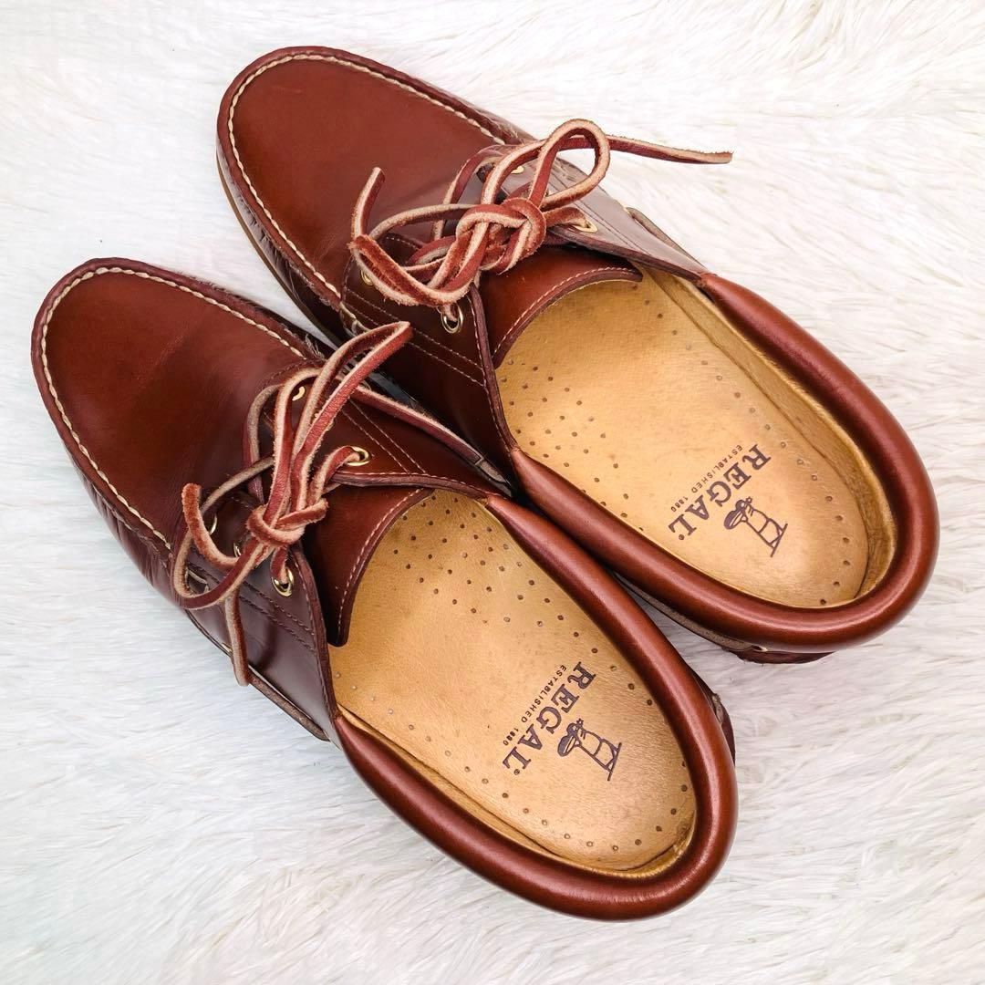 極美品】REGAL26.5リーガル 3eye JE38 デッキシューズ レザー