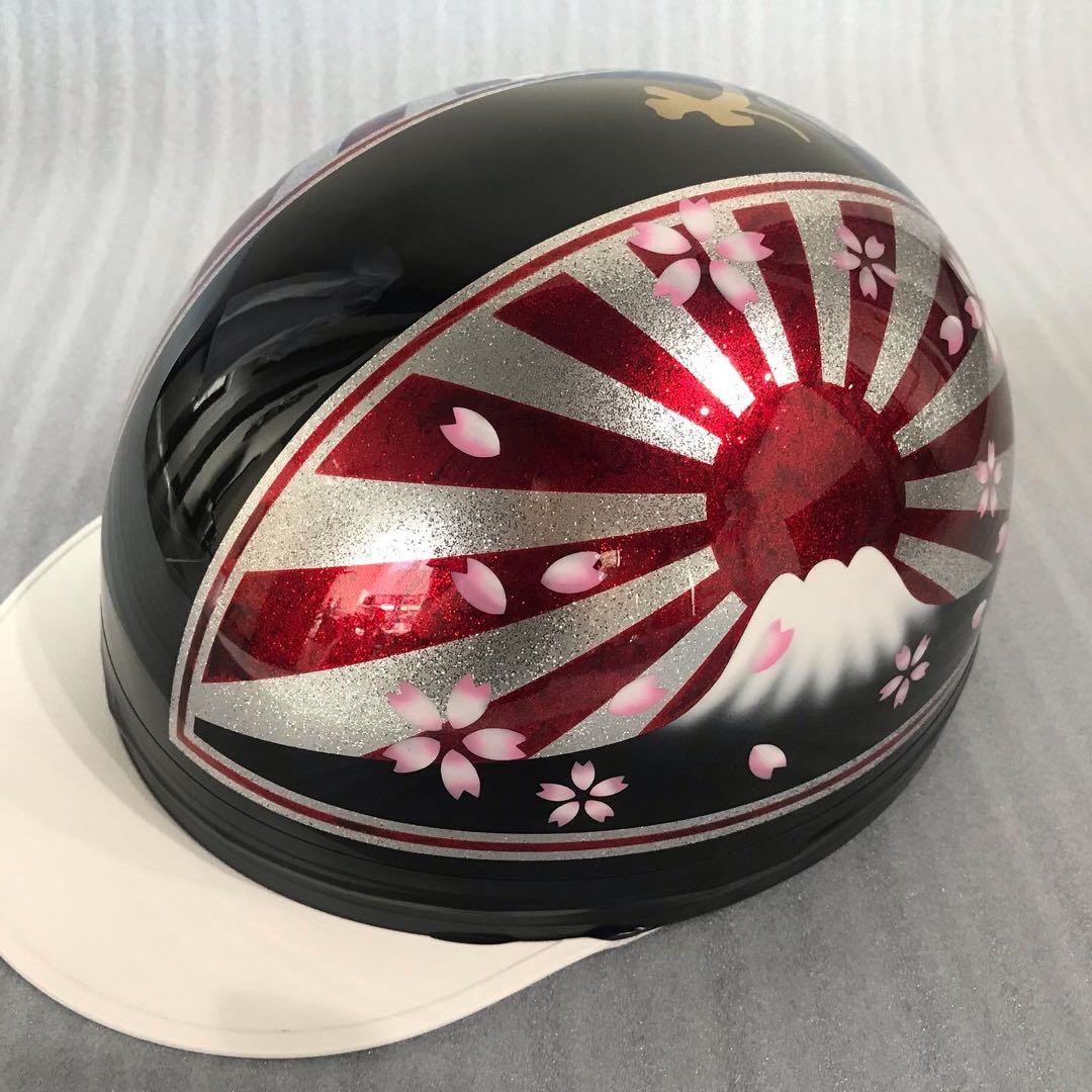 桜 富士日章 コルク半 ヘルメット カスタム 旭風防 短風防 アルフィン