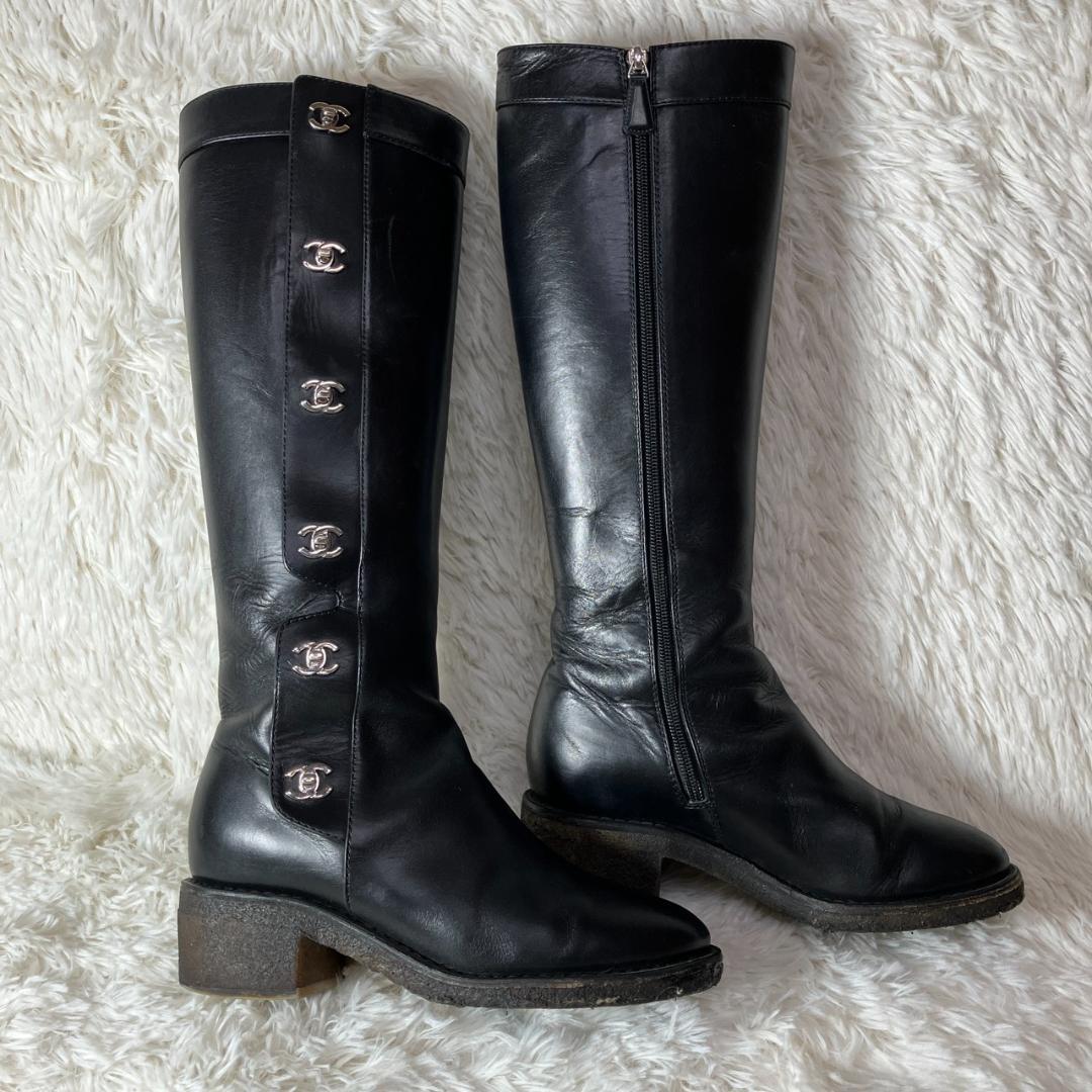 CHANEL シャネル ターンロック ココマーク ロングブーツ G31202 - メルカリ