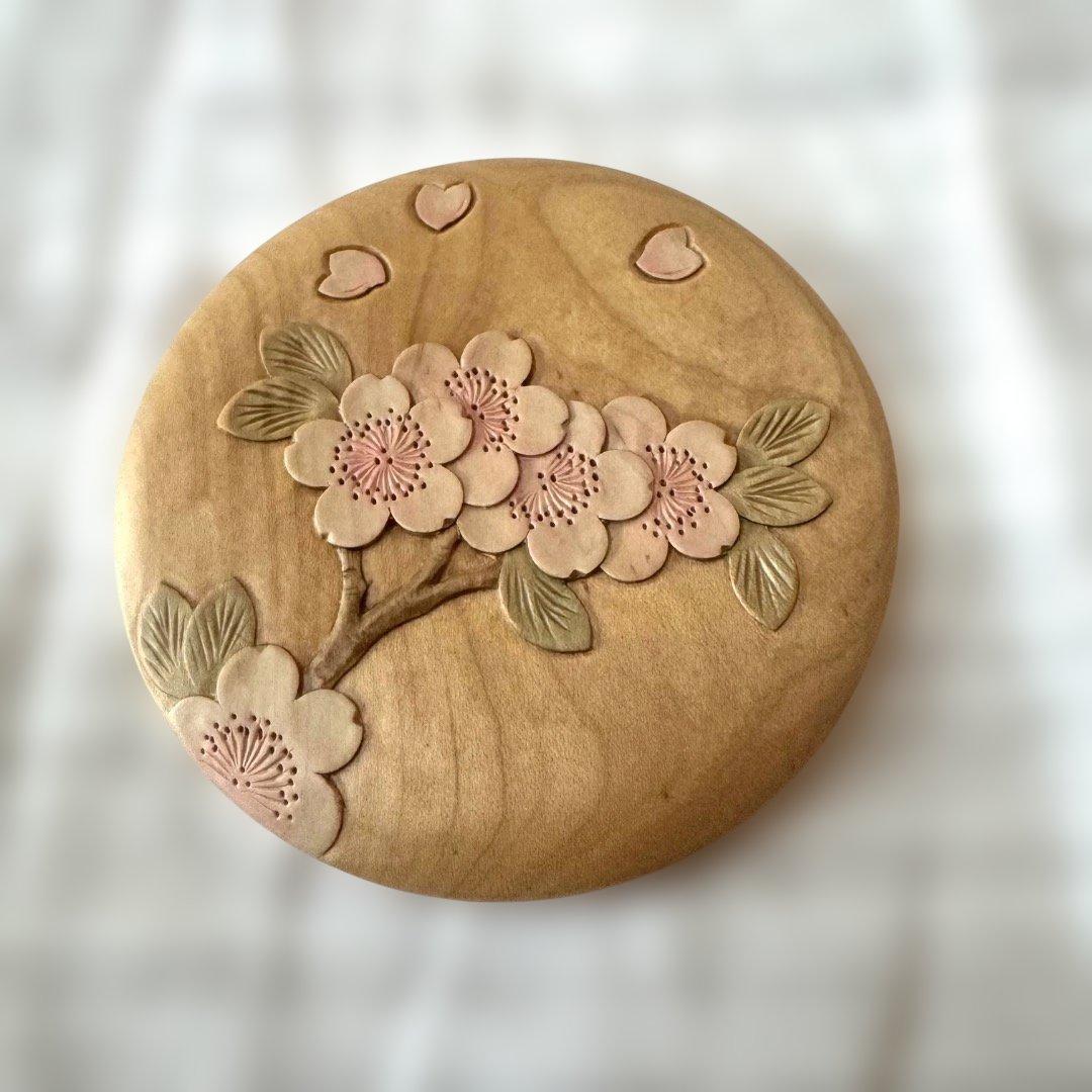 ８インチラウンド メープル　軽井沢彫　ナンタケットバスケット 8インチラウンドパースと軽井沢彫 : ローズ家のナンタケットバスケット