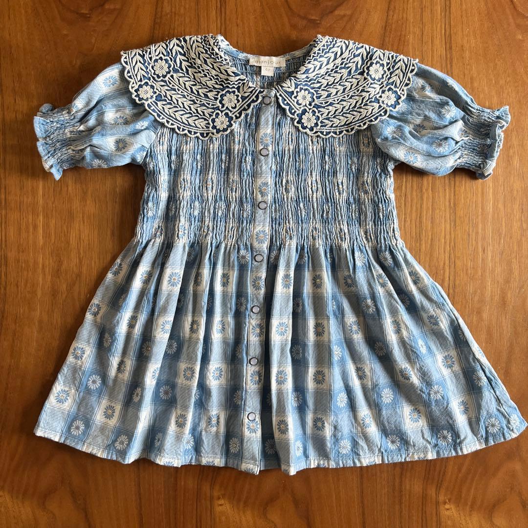 bonjour diary 刺繍花柄ワンピース　4y ヘアクリップ付き fit=scale-down,w=1200