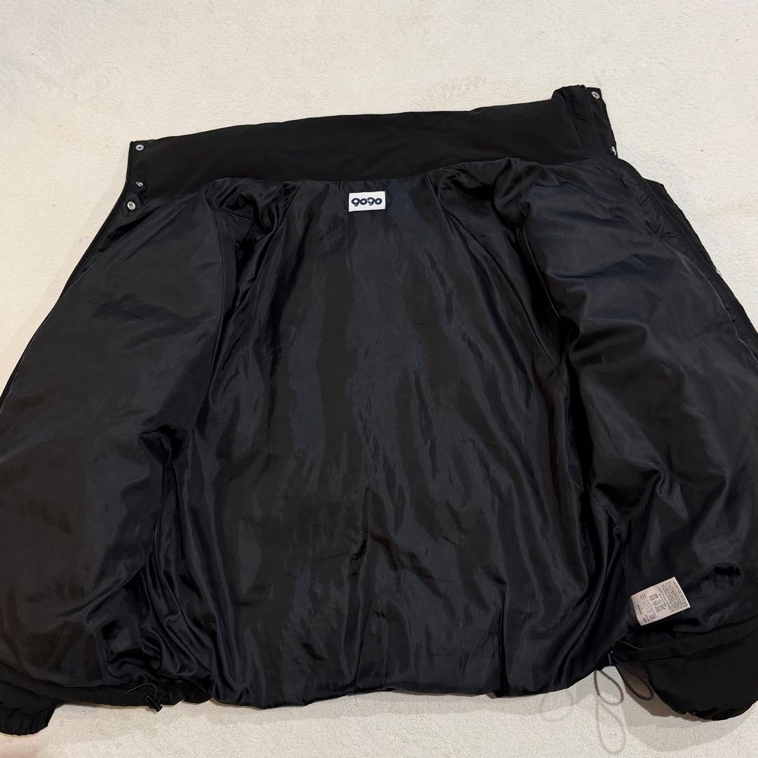 9090 ダウンジャケット ユニセックス ドローコード ブラック 短丈 刺繍