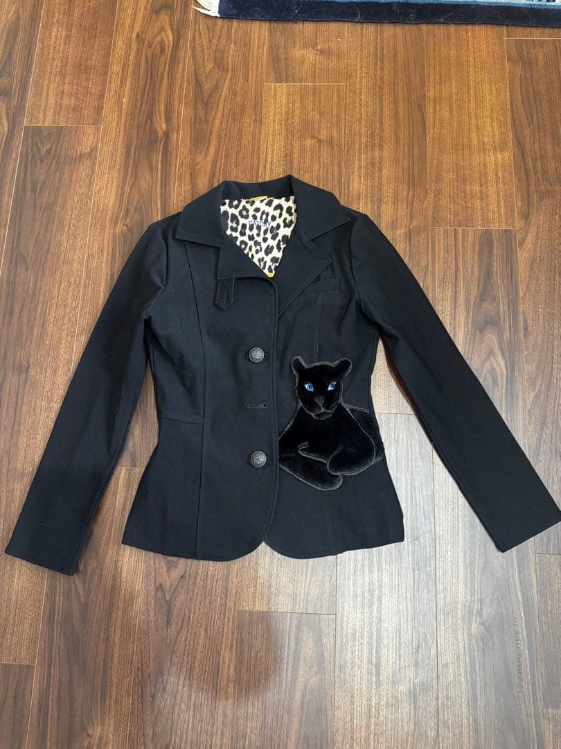 美品REGINA ROMANTICO ブラックパンツスーツ 上34 下36 豹