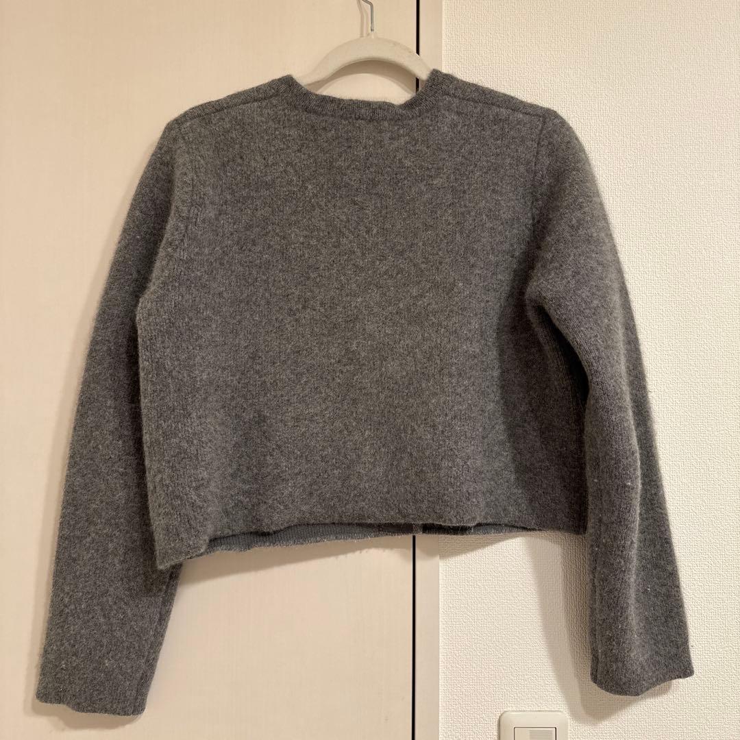 anuans ラクーンブレンドノーカラーニットジャケット グレー - メルカリ