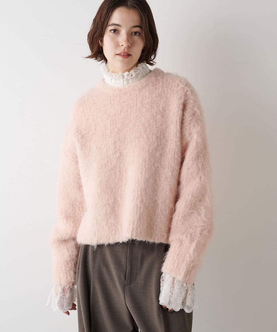 まりっぺ様Whim Gazette ミックスヤーンクルーネックニットプル