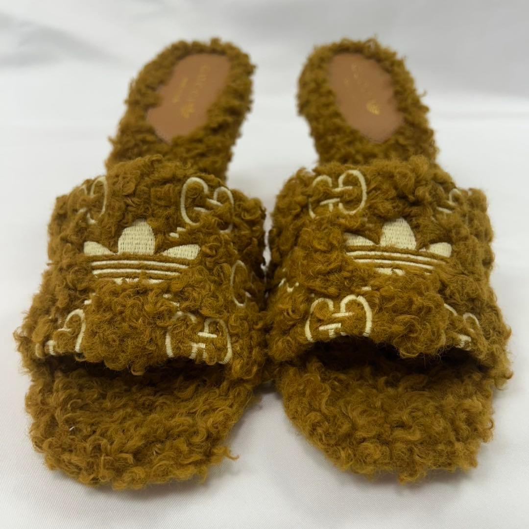 I684 新品未使用 25.0cm グッチ サンダル ブラウン レディース