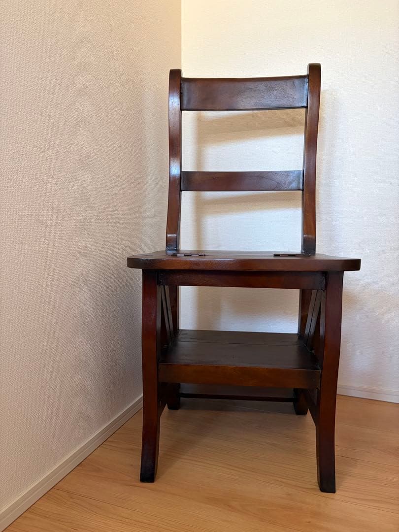 レア☆ヴィンテージ マホガニー 無垢材 ステップ チェア 踏み台 木製