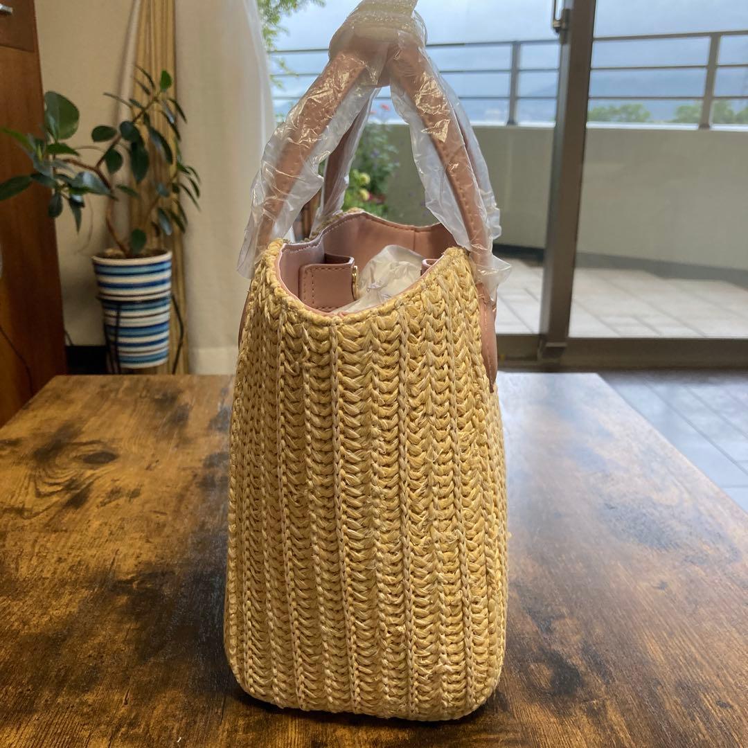 サマンサタバサ ピンクベージュビッグリボンカゴバッグ 新品未使用 お