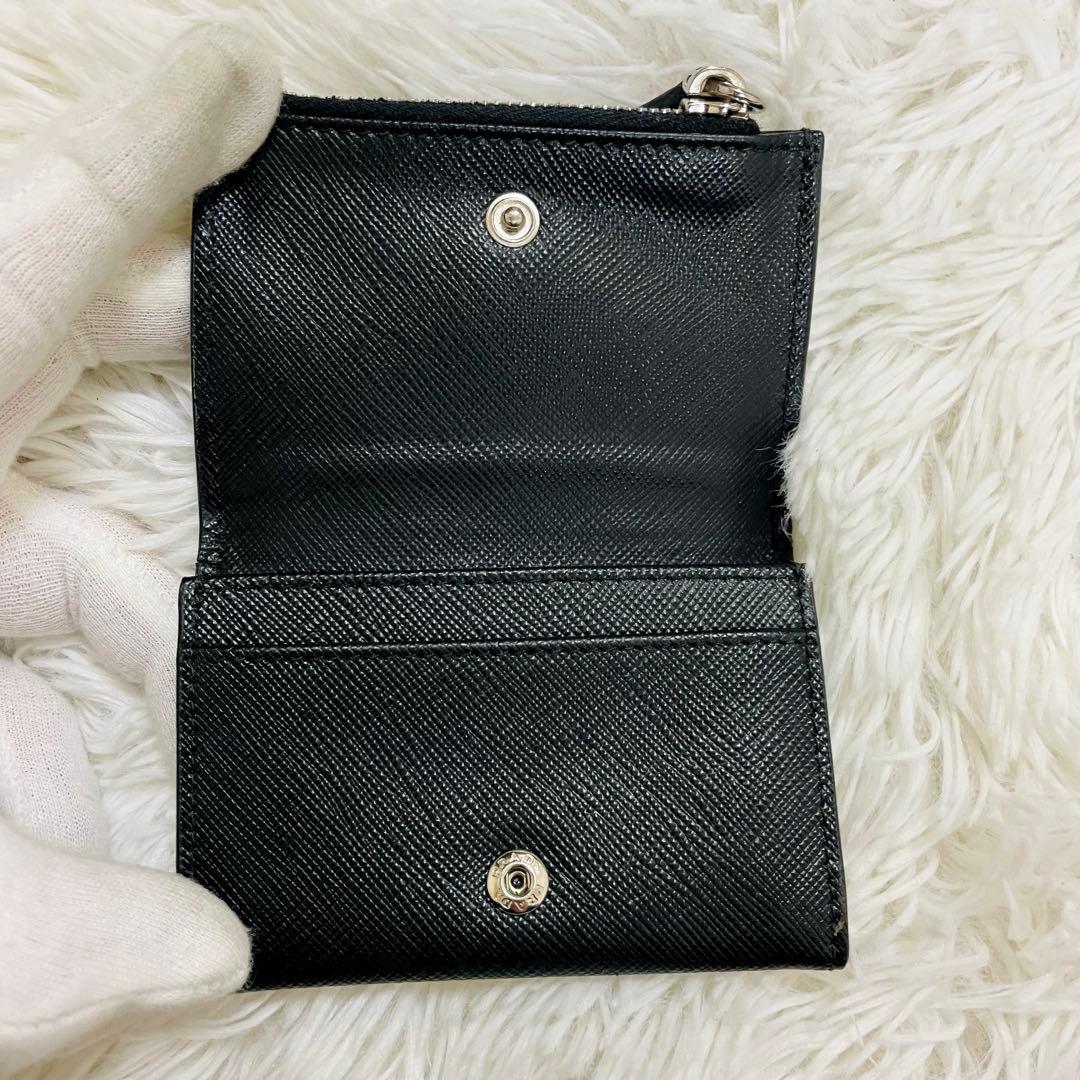 極美✨PRADA カードケース トライアングル レザー サフィアーノ
