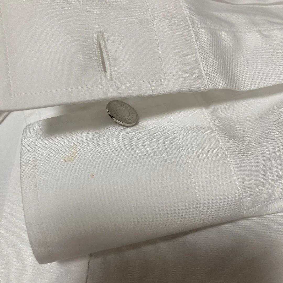 HERMES 白シャツ.セリエボタン☆38.M.フランス製.クリーニング済