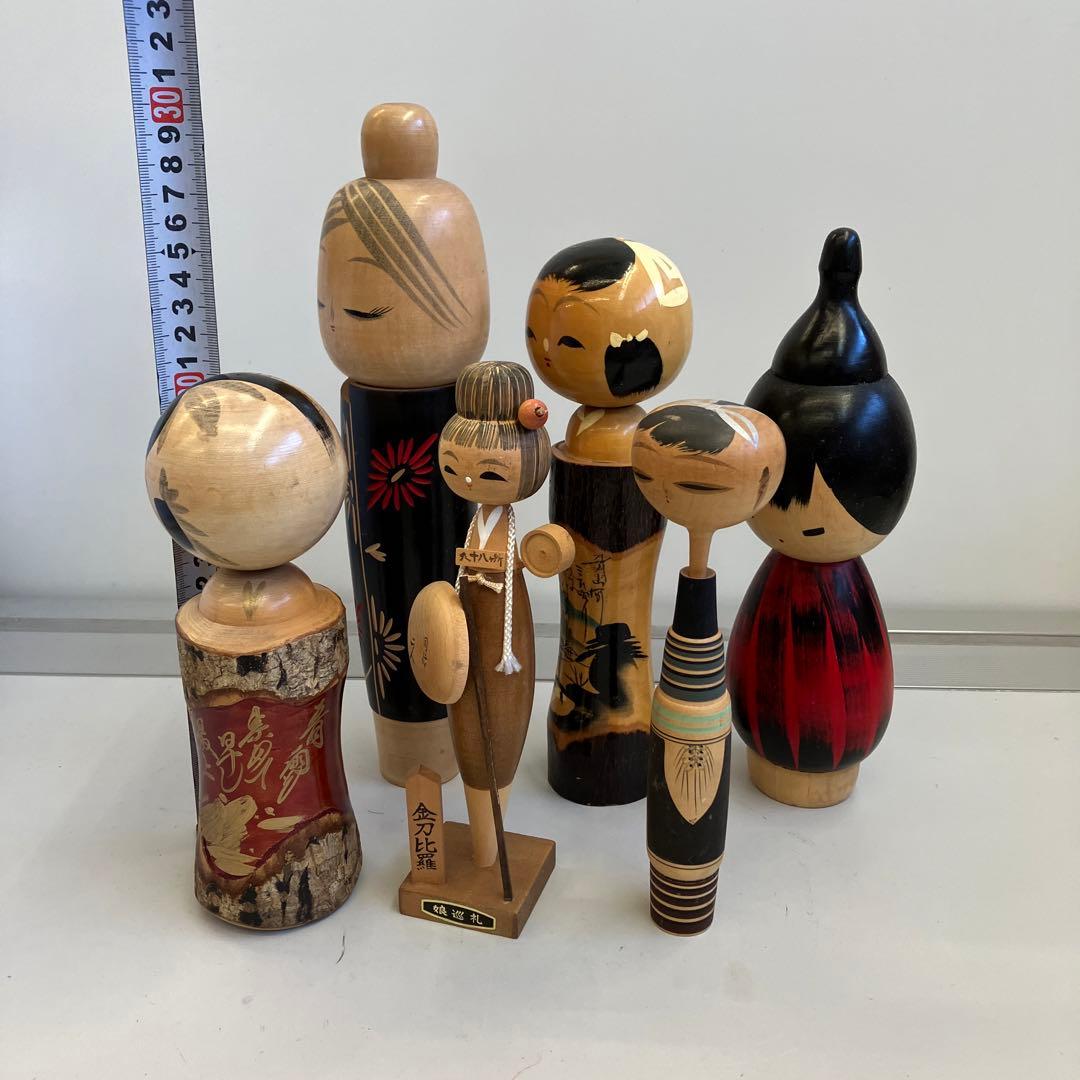昭和レトロ 木製 伝統工芸 工芸品 こけし 小芥子 6体セット 置物