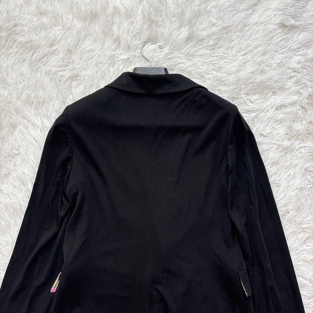 レオナール カンカン素材 テーラードジャケット 羽織り フラワー 黒 M