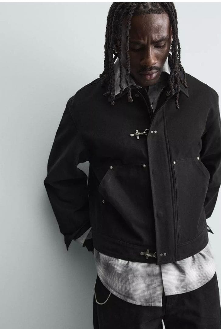 ZARAリラックスフィットトグルボタンジャケット/ファイヤーマンジャケット S ZARA リラックスフィットトグルボタンジャケットファイヤーマン