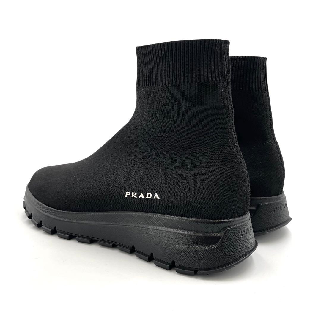 《未使用級》PRADA プラダ ソックス スニーカー ストレッチ サイドロゴ 黒