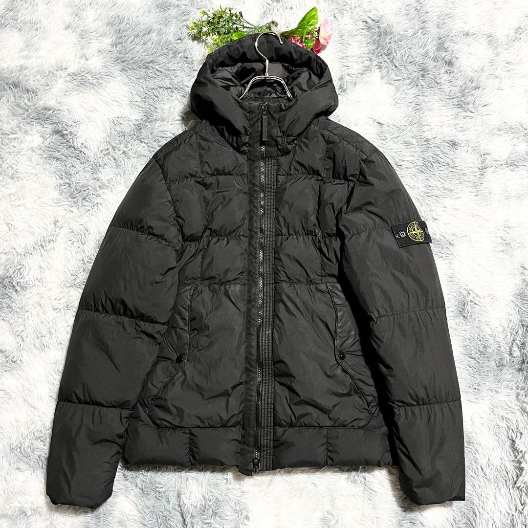 人気サイズ ストーンアイランド ダウンジャケット ガーメントダイ 黒 L