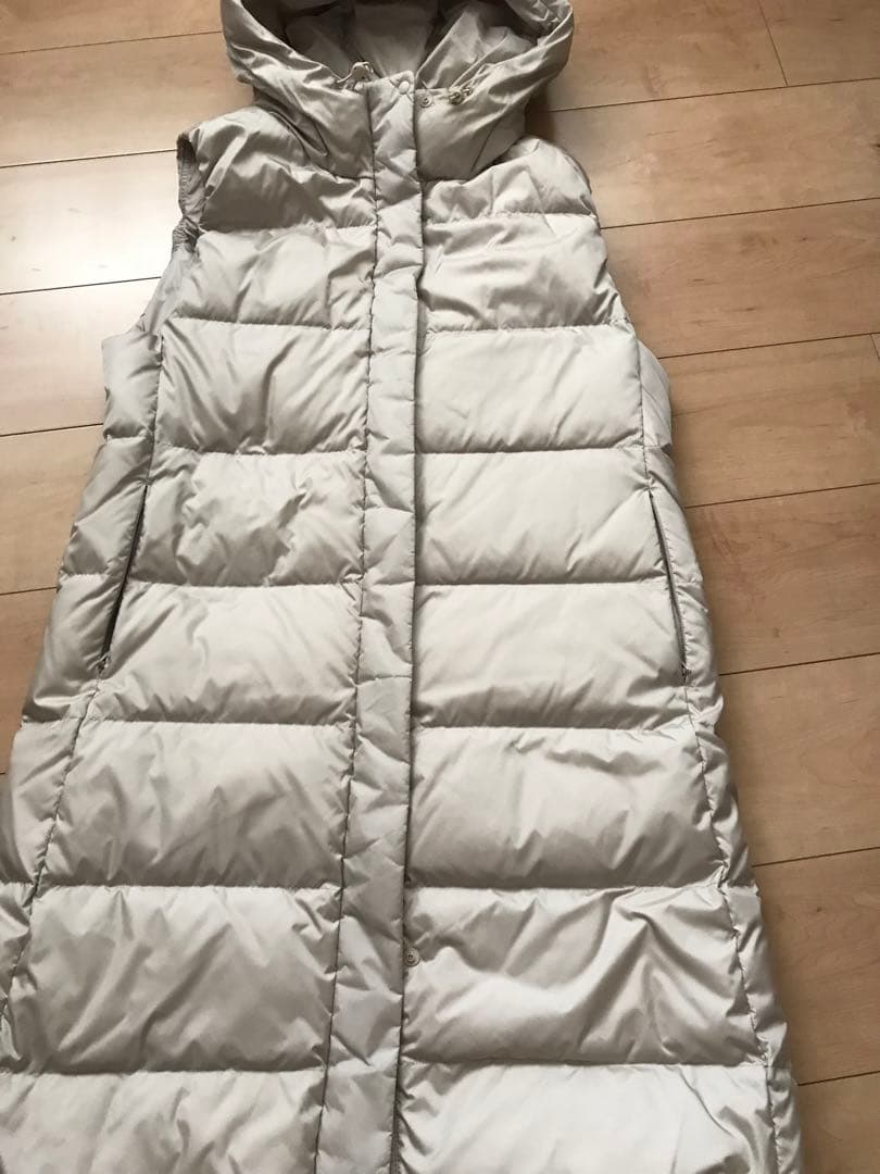 PLST ダウンロングジレ　フードベスト ベスト ダウンベスト ロング コート 中綿ベスト ジャケット ジレ
