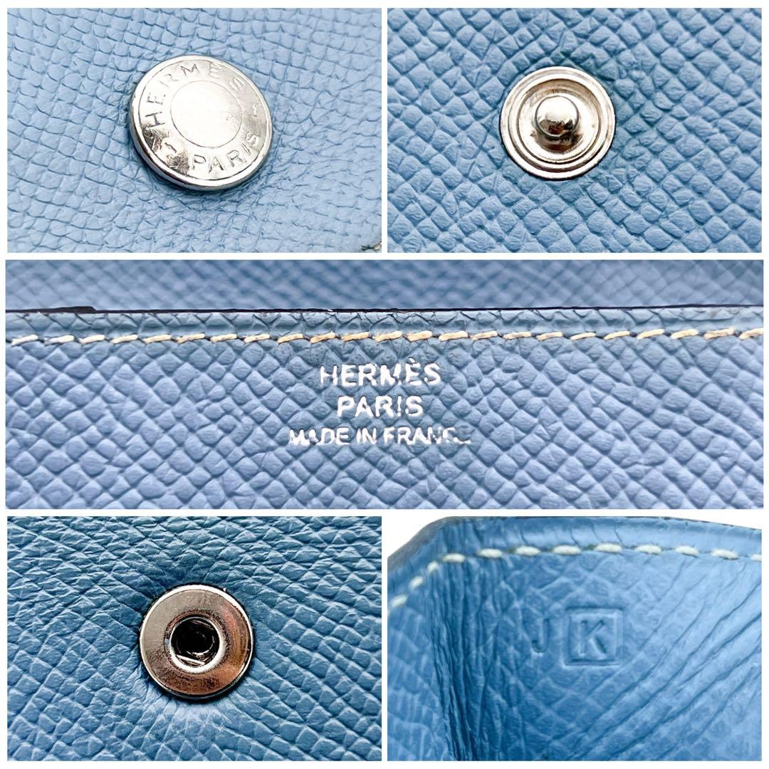 美品】エルメス ヴォーエプソン ワンキャトル 小銭入れ ブルージーン