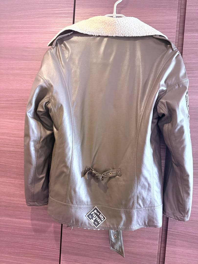 ブランドSHARESPIRIT グレー レザー シングルライダースジャケット