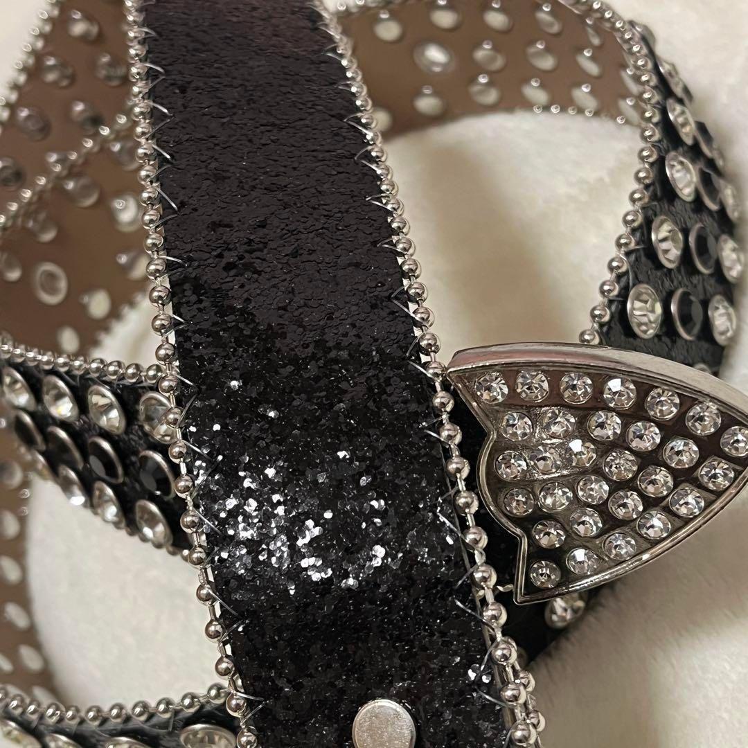 ブリンブリンベルト ブラック 黒 ラインストーン Y2K スタッズ