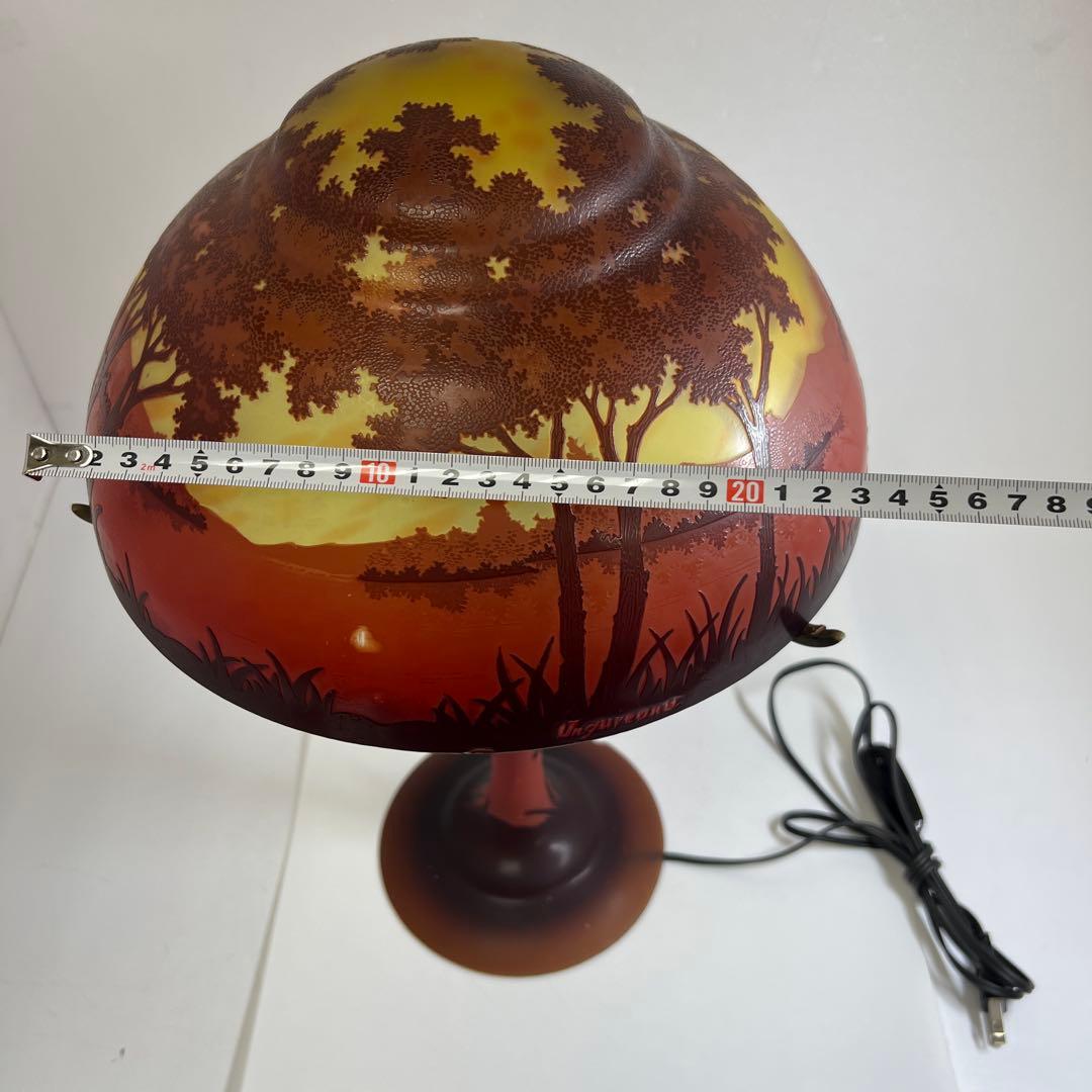 Ungureanu 湖水風景文 酸化腐食彫 大ランプ 高さ46㎝化粧共箱