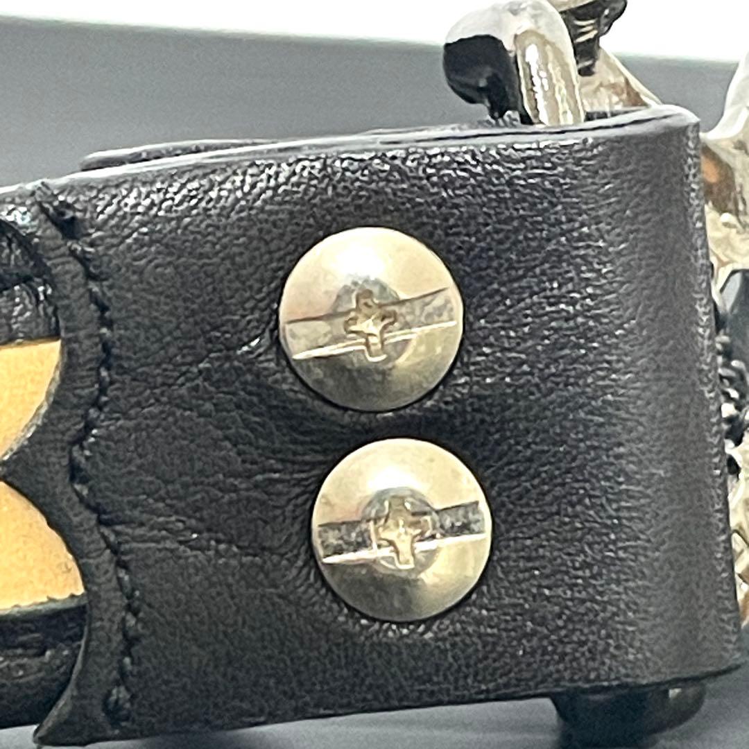 希少】Roen ロエン スタッズ レザー ベルト 黒 スカル 髑髏 ガンメタ