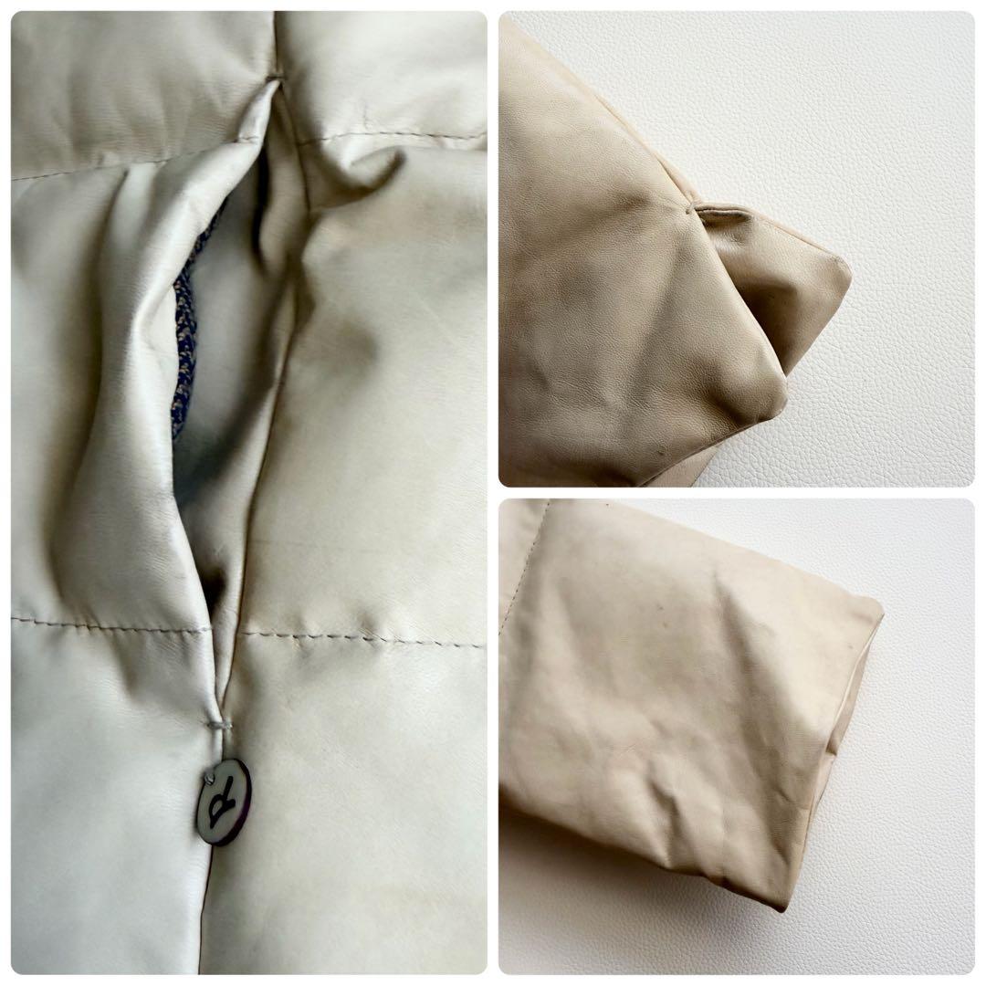 45R 45rpm 馬皮革 ダウン入りジャッケット クリーム カシミヤ付け襟