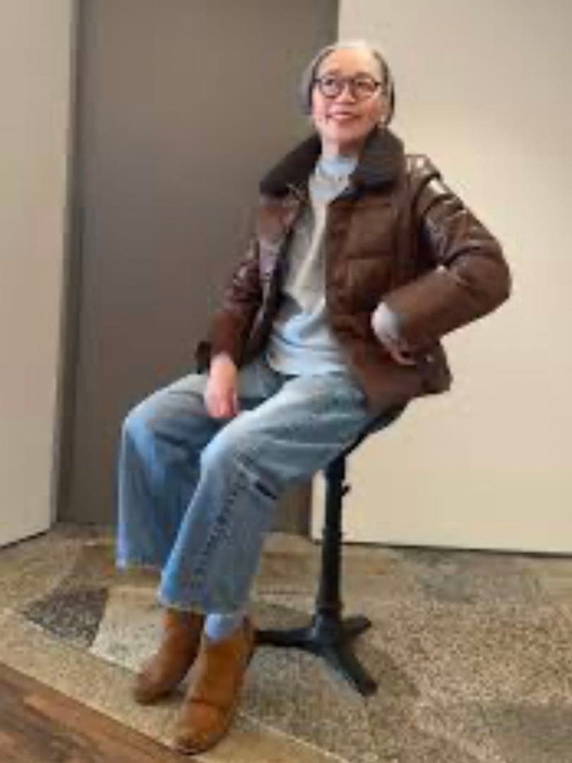 45R 45rpm 馬皮革 ダウン入りジャッケット クリーム カシミヤ付け襟